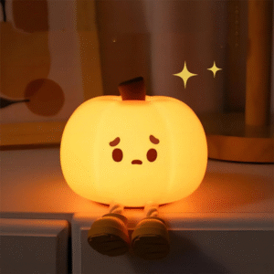 Cute Halloween Pumpkin Night Light – Soft Silicone Touch Lamp for Kids | USB Rechargeable, Dimmable Bedside Light for Baby, Girls, & Holiday Home Décor