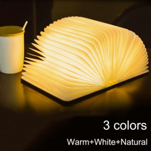 LumiLeaf™ Wooden Folding Book Light – 3-Color USB Rechargeable Lamp | Eco-Friendly Portable Night Light for Home, Gifts & Décor